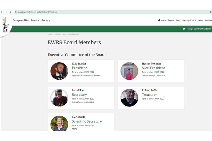 Ilias Travlos takes over as President of the European Weed Research Society (EWRS)